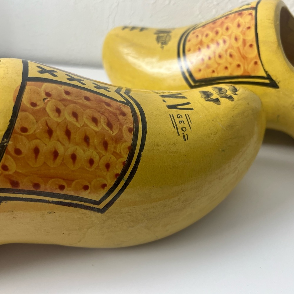 Vintage Wett VV Ged Dutch Hand Carved Klompen Wooden Shoes - Picture 10 of 16